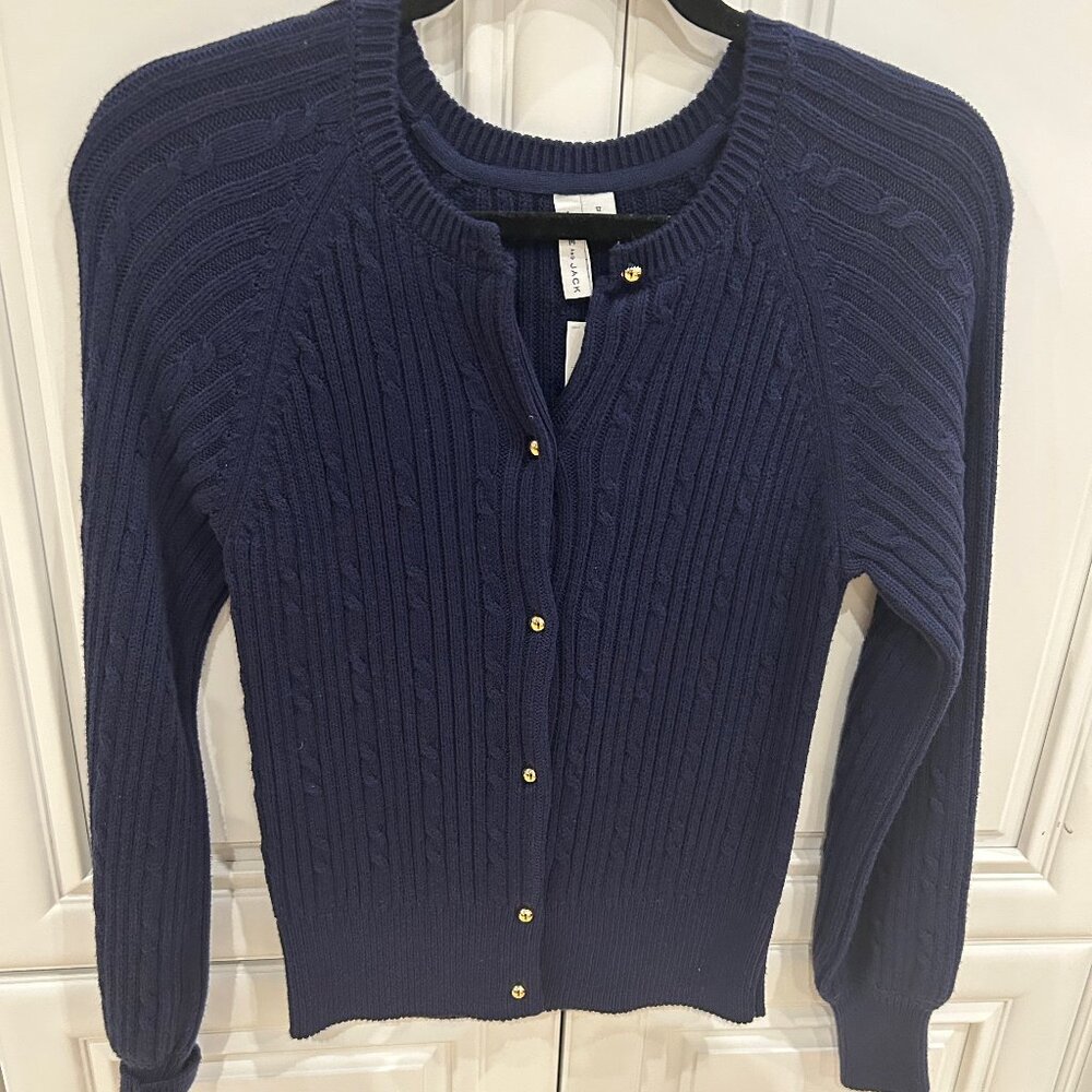 Janie and Jack Navy Blue Cardigan with Gold Button Adornments